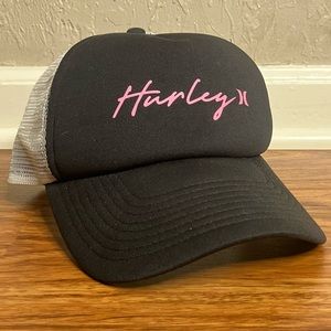 Hurley SnapBack Icon Trucker Hat Black White Pink Adjustable Cap